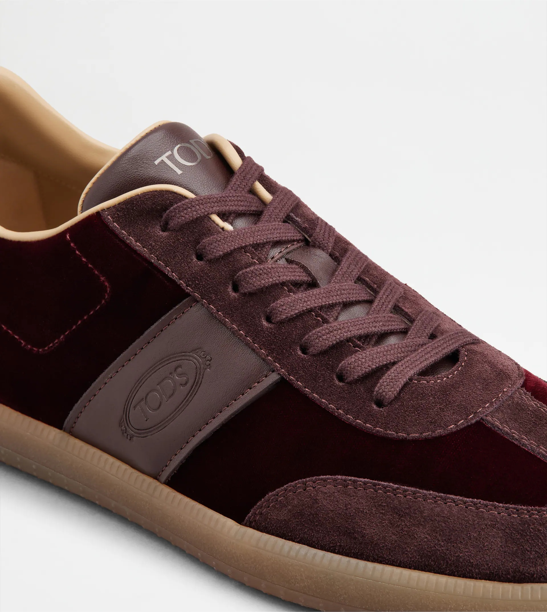 TOD'S TABS SNEAKERS IN VELVET AND SUEDE - BURGUNDY - 5