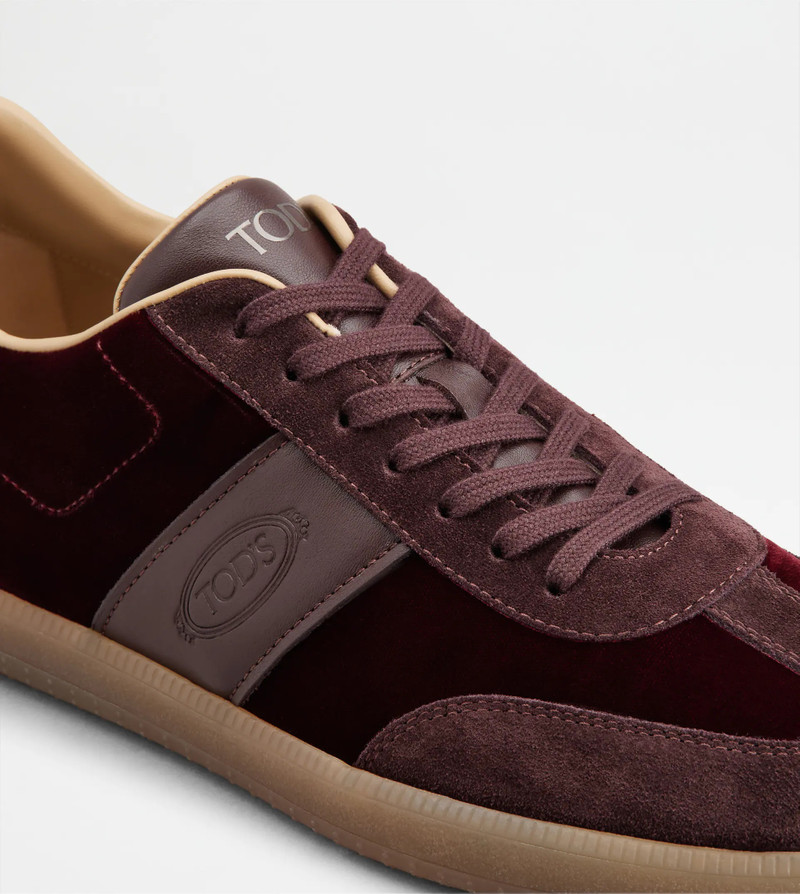 TOD'S TABS SNEAKERS IN VELVET AND SUEDE - BURGUNDY 5