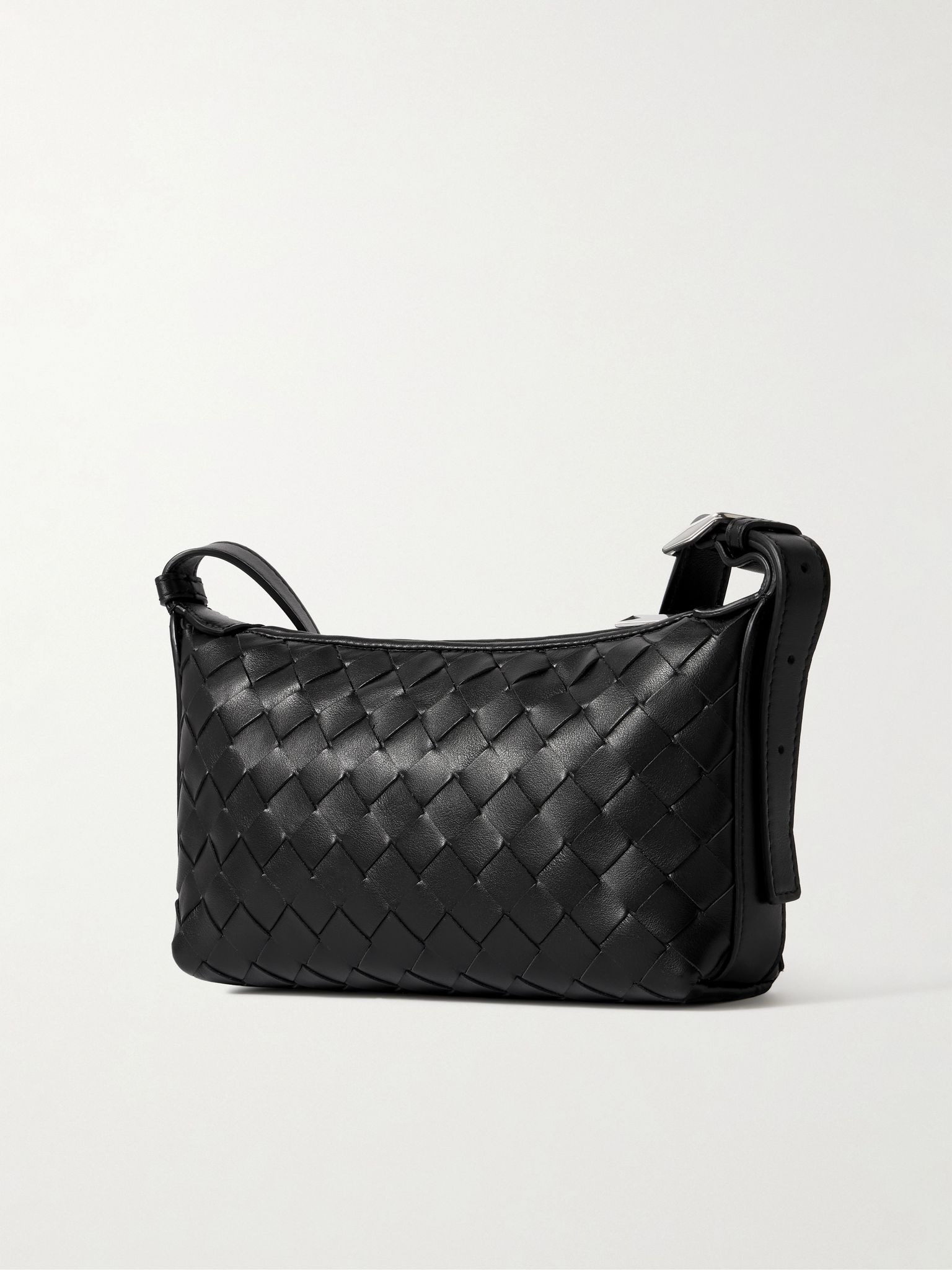 Intrecciato Leather Messenger Bag Black - 3