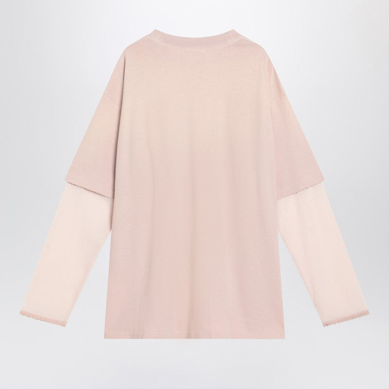 Acne Studios Pink Violet Layered T-Shirt With Print Women - 2