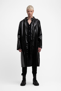 Stockholm Long Print Opal Raincoat Black