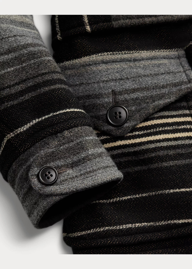 Corduroy-Collar Jacquard Coat 4