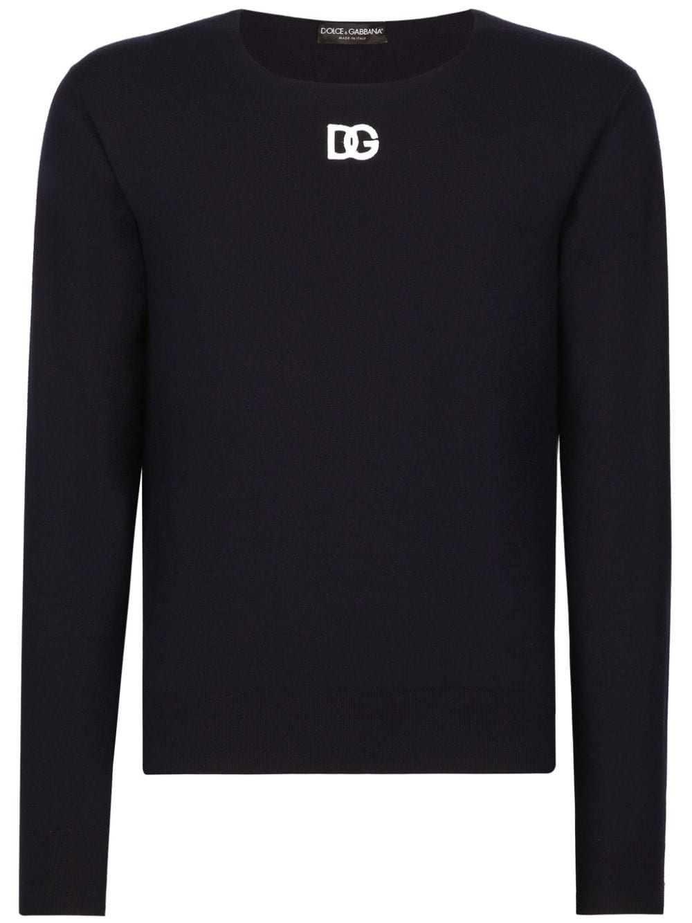 logo-embroidered virgin wool jumper - 1