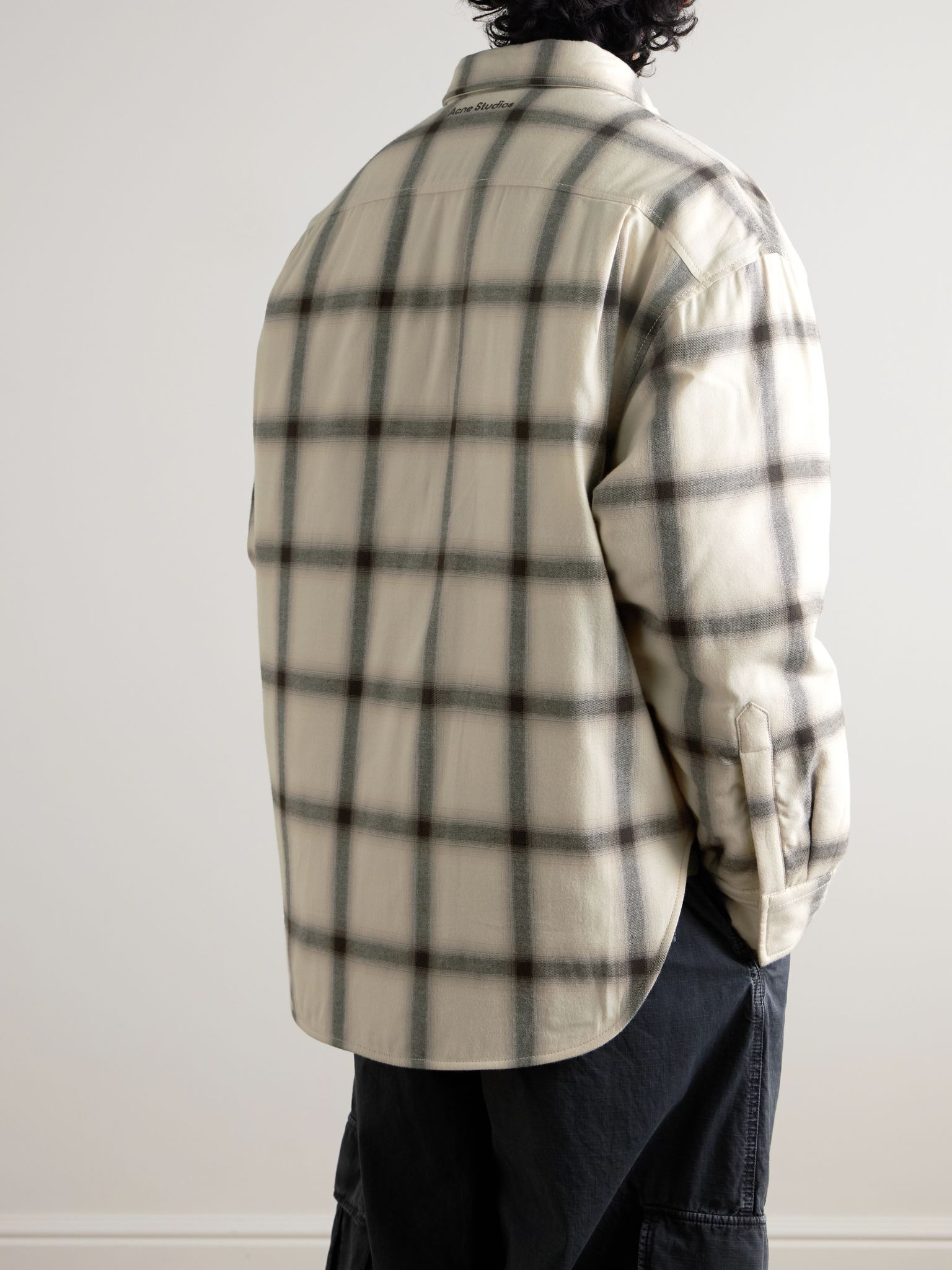 Osara Oversized Padded Checked Cotton-Flannel Overshirt Beige - 3