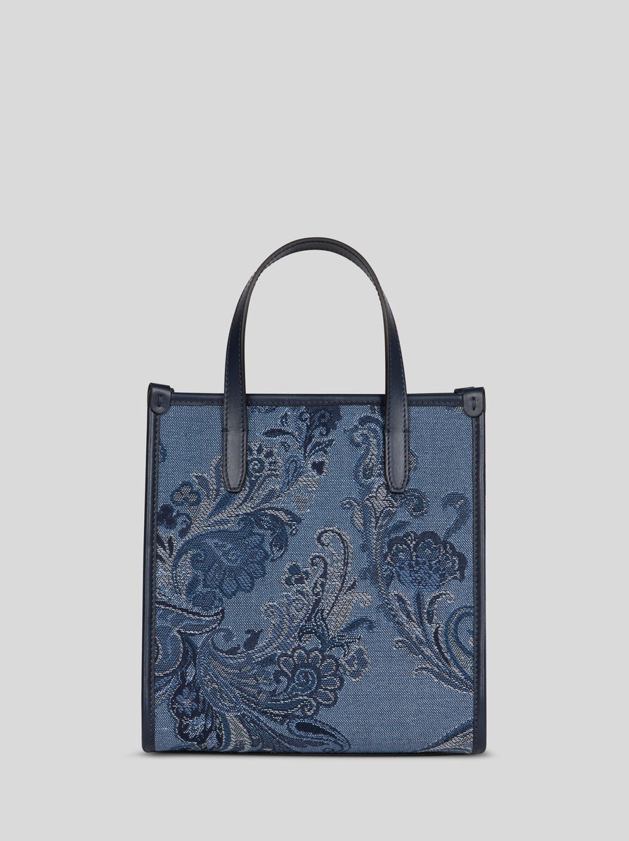 SMALL DENIM JACQUARD LOVE TROTTER BAG - 4