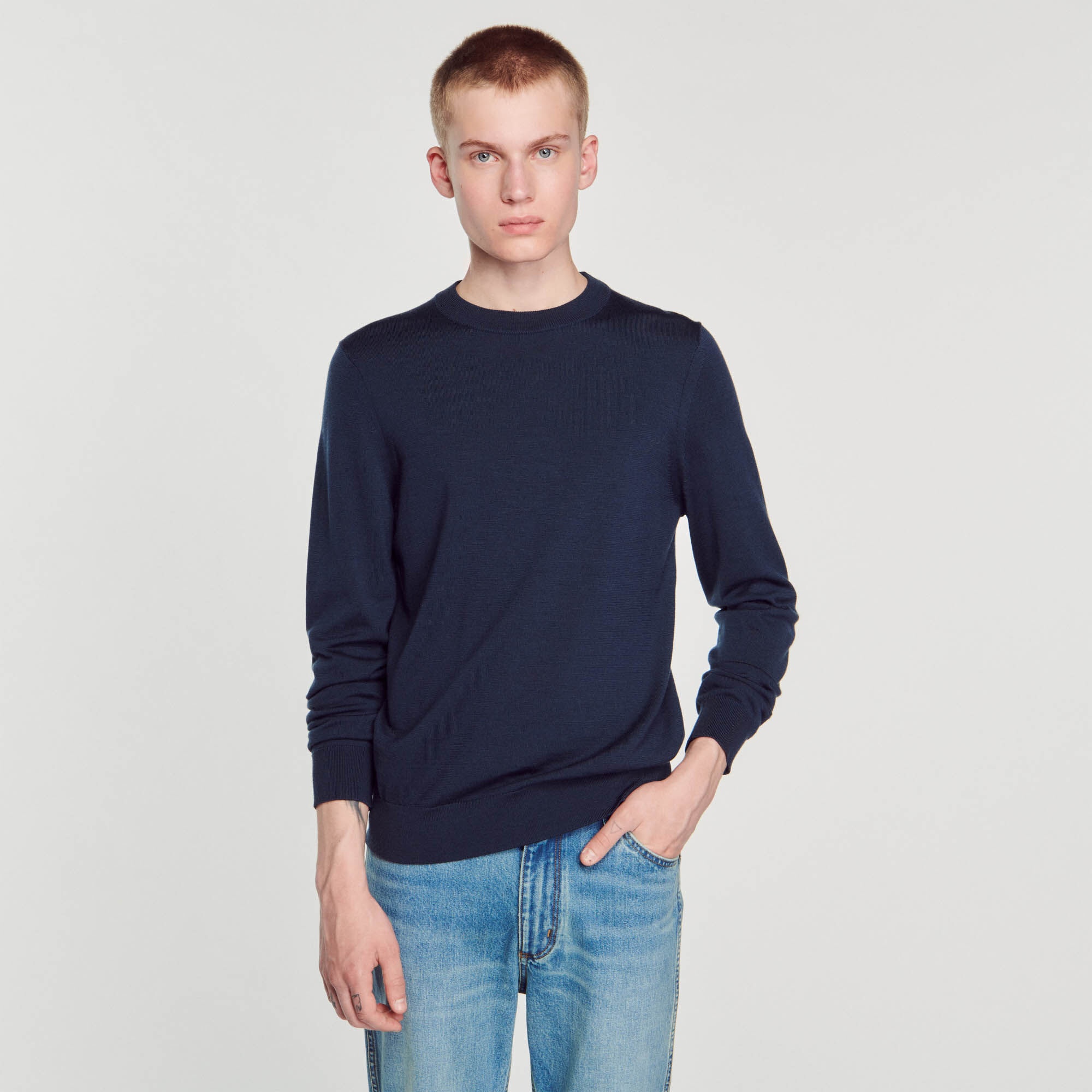 FINE KNIT WOOL SWEATER - 5
