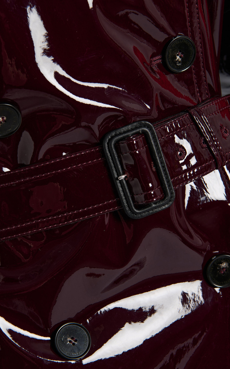 Patent Vegan Leather Trench Coat burgundy 7
