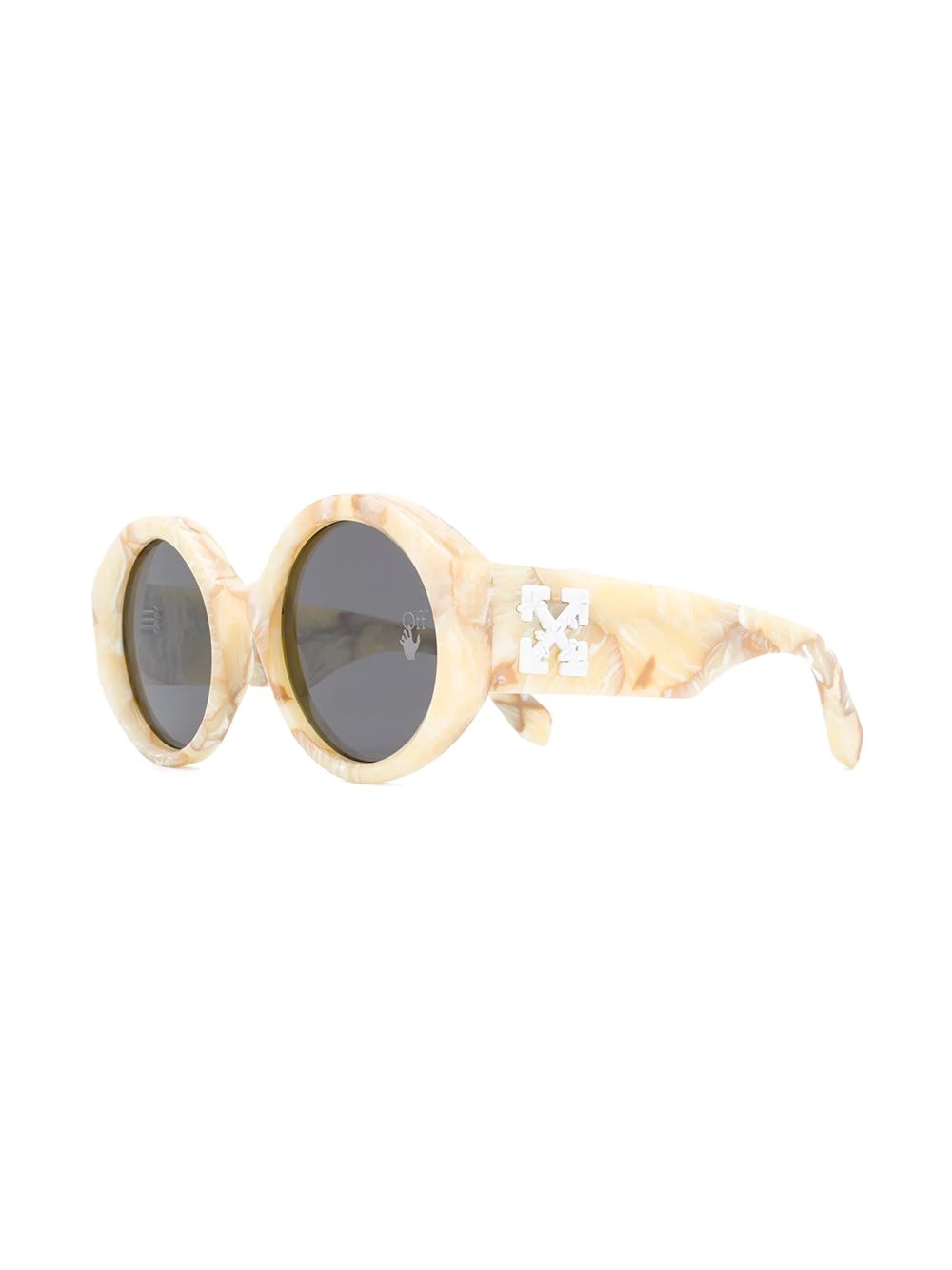 marbled-effect round-frame sunglasses - 2