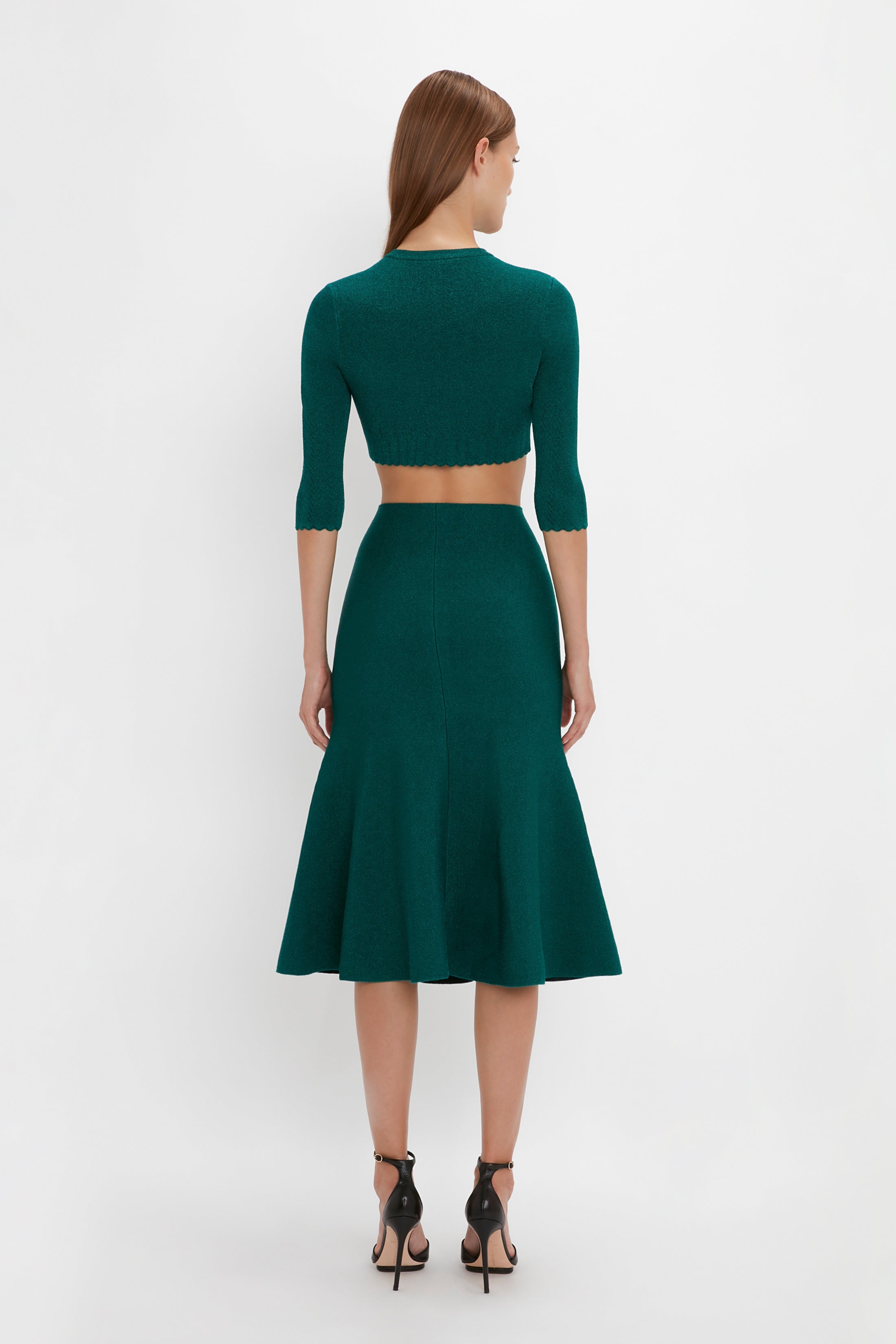 VB Body Cropped Cardi In Lurex Green - 5