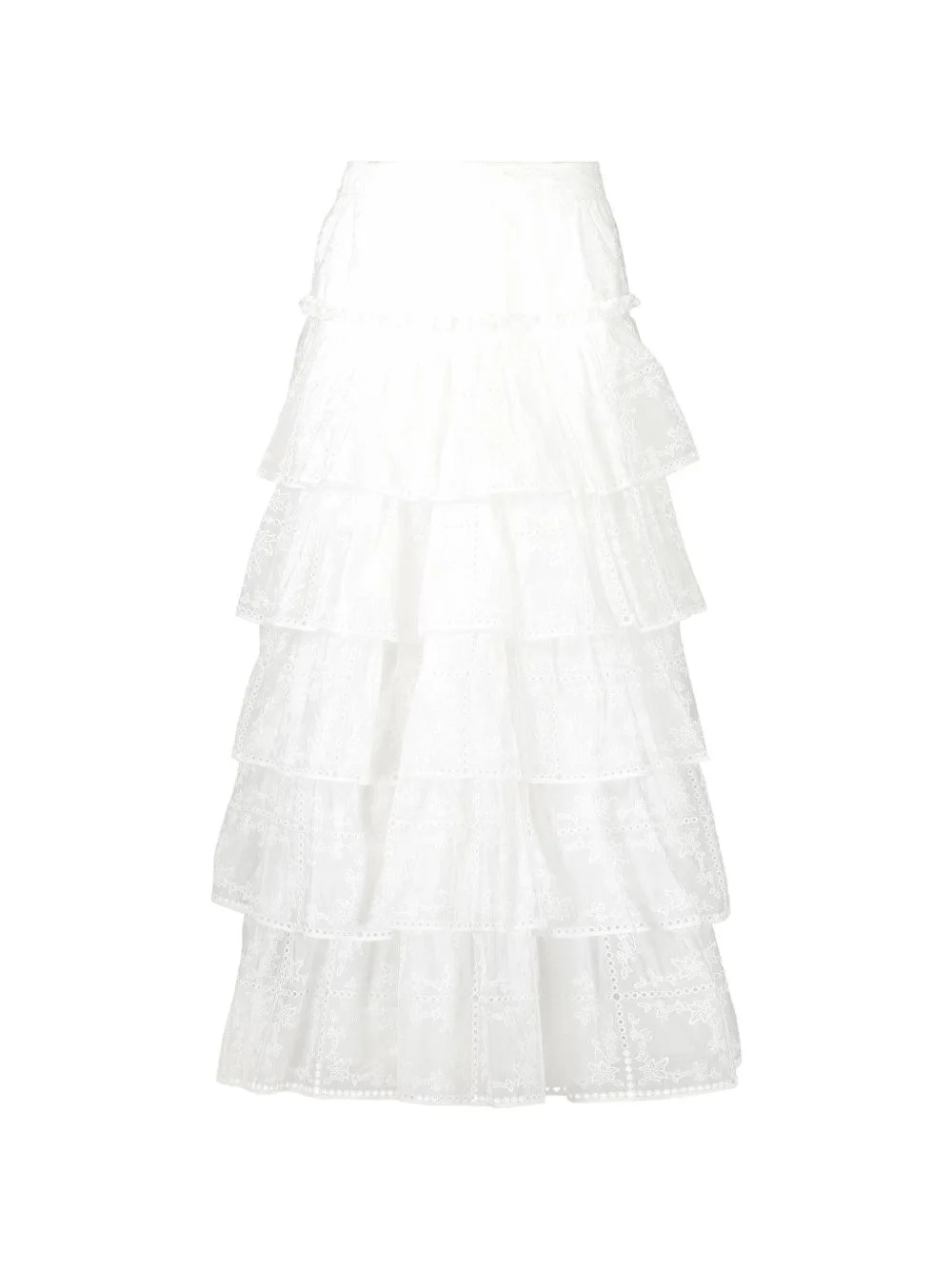 Merrit tiered embroidered maxi skirt - 1