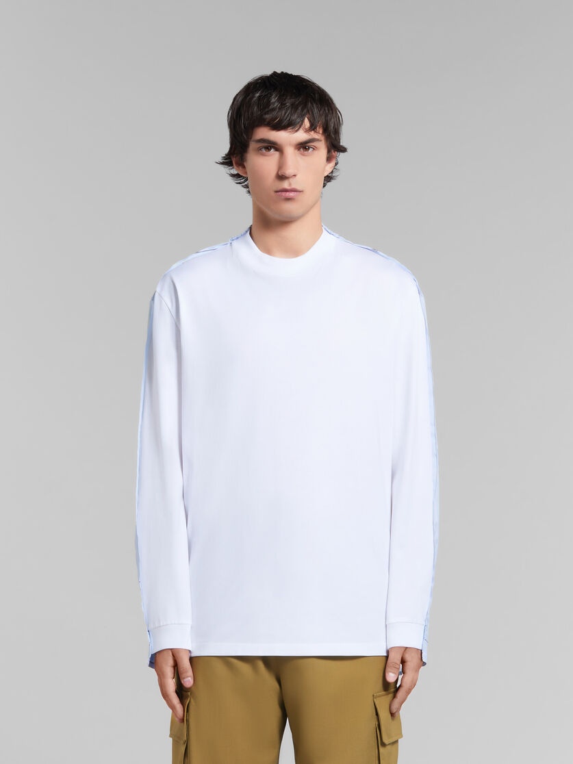 WHITE LONG-SLEEVED T-SHIRT WITH STRIPED BACK - 2