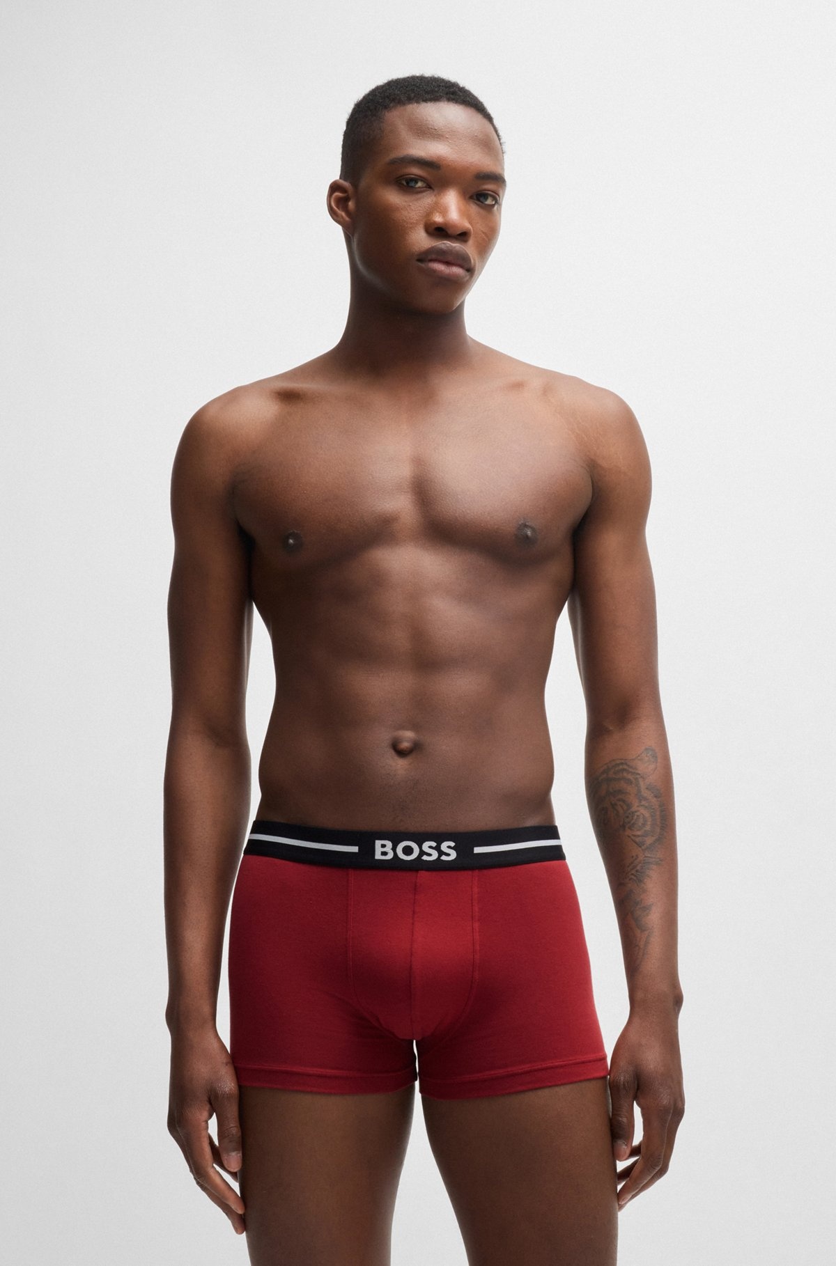 THREE-PACK OF STRETCH-COTTON TRUNKS WITH LOGO WAISTBANDS - 7