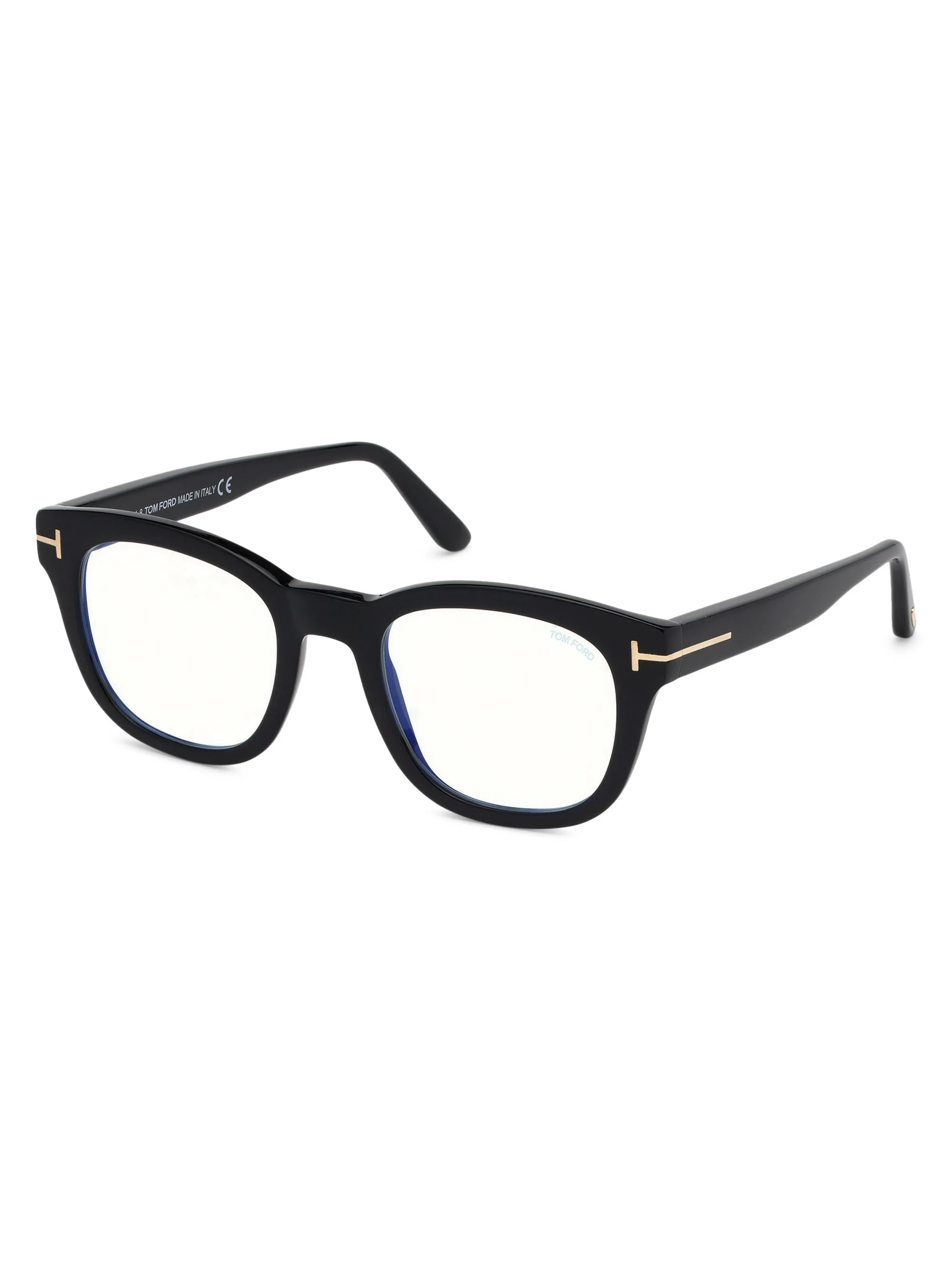 Women's 50MM Geometric Blue Block Optical Glasses - Shiny Black - 1