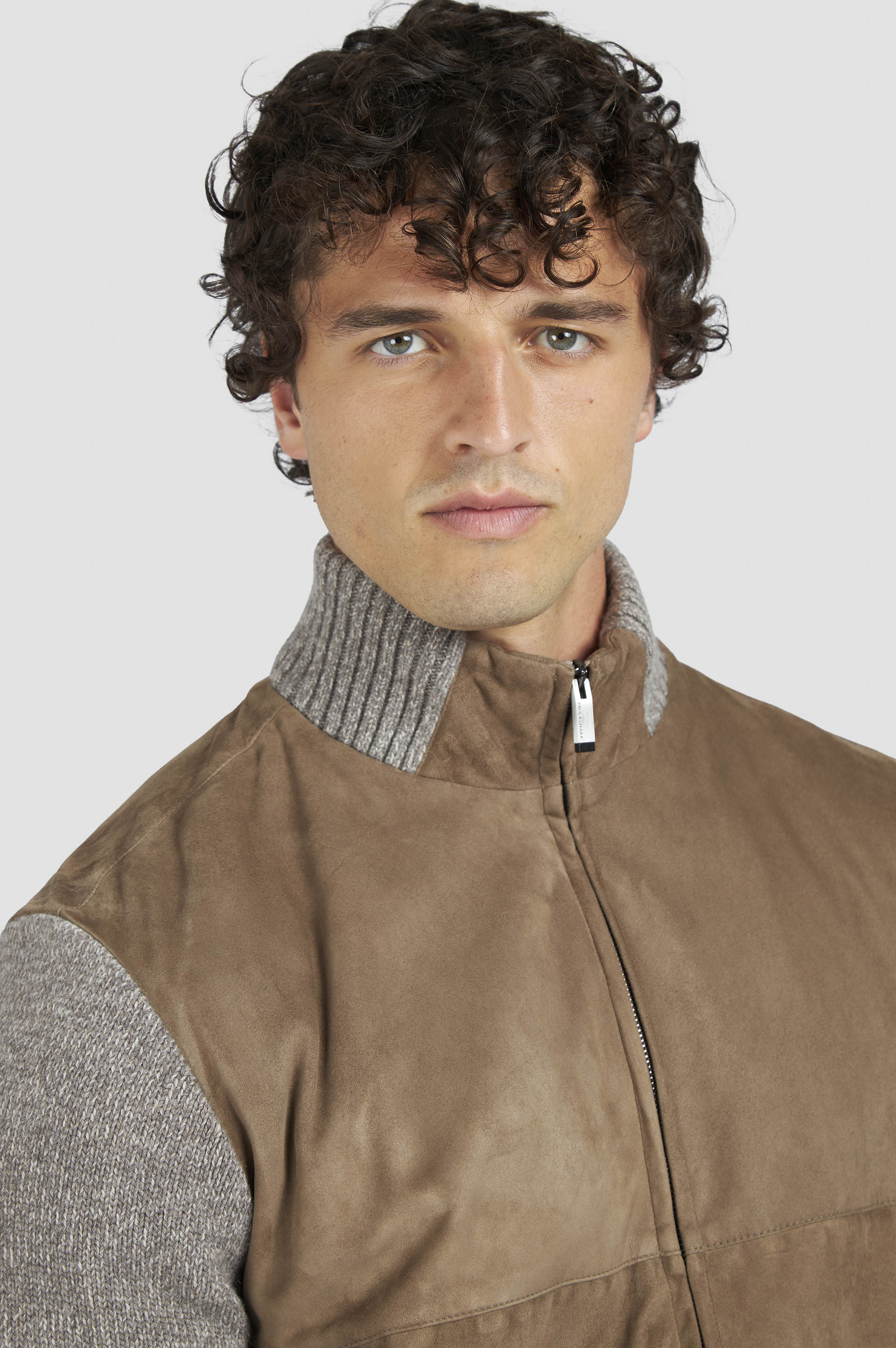 HYBRID ZIP-UP CARIDGAN IN SUEDE, WOOL AND CASHMERE - 4