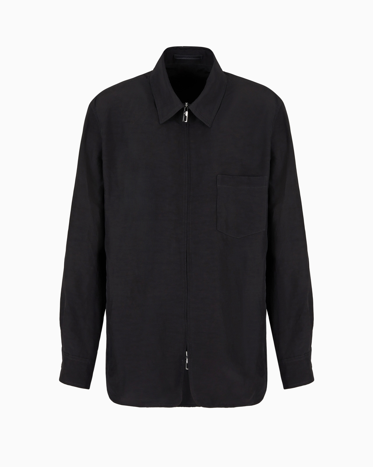 Viscose and linen canvas shirt jacket with zip - 1