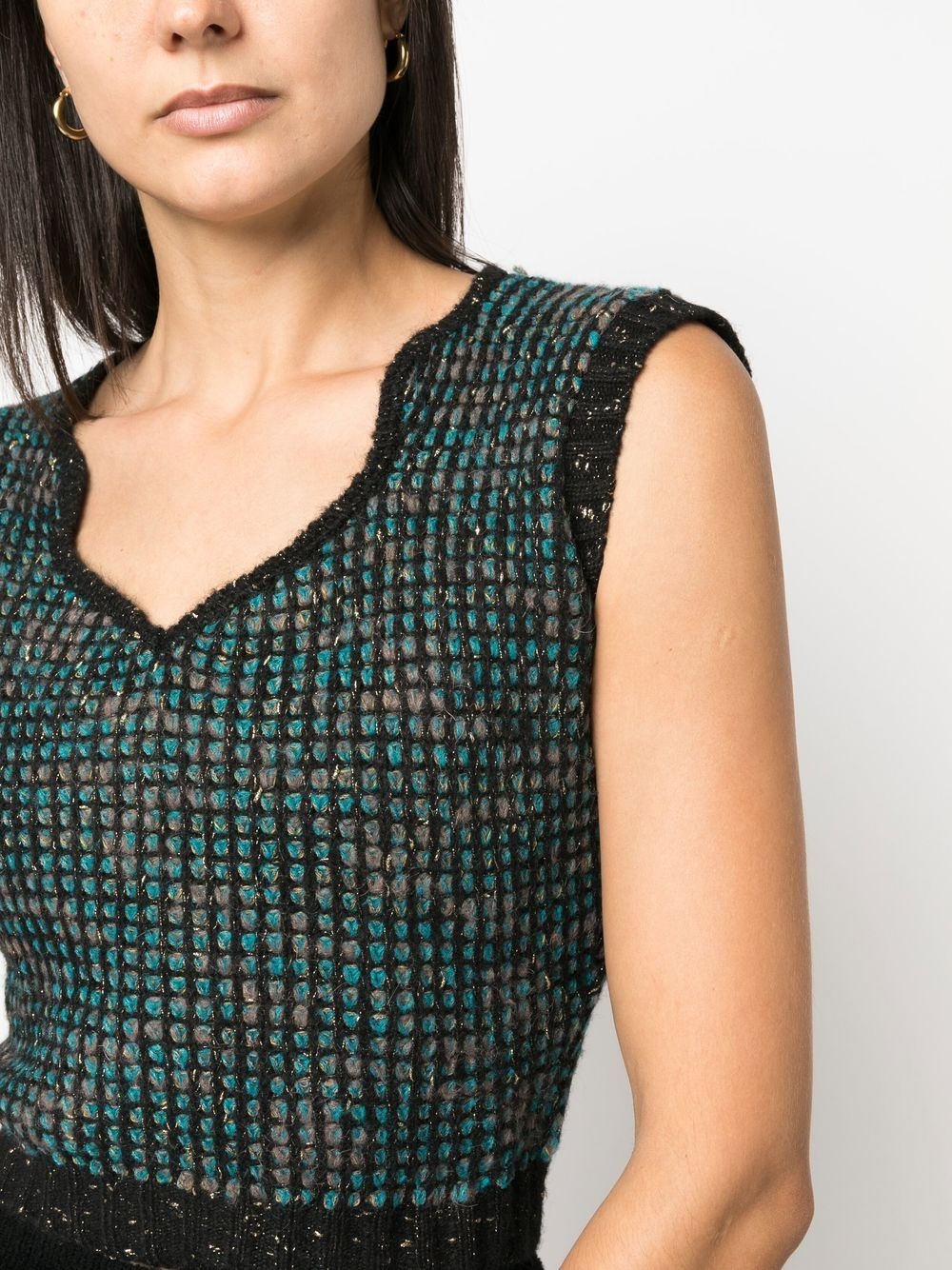 melange V-neck knit top - 5