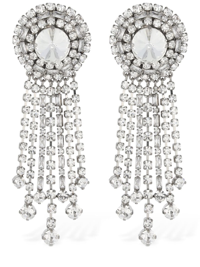 Fringes crystal pendant earrings - 1