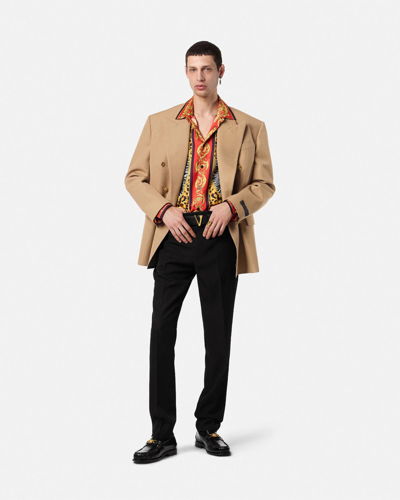 VERSACE Mélange Wool Double-Breasted Blazer outlook