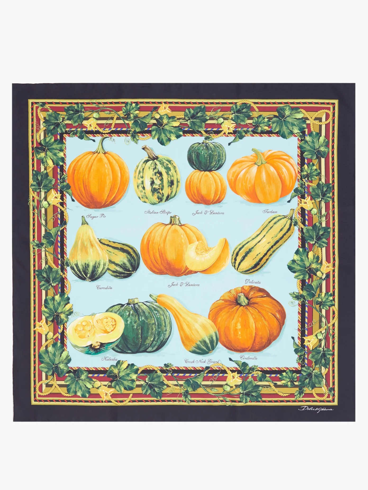 Pumpkin-print silk-satin square scarf - 4