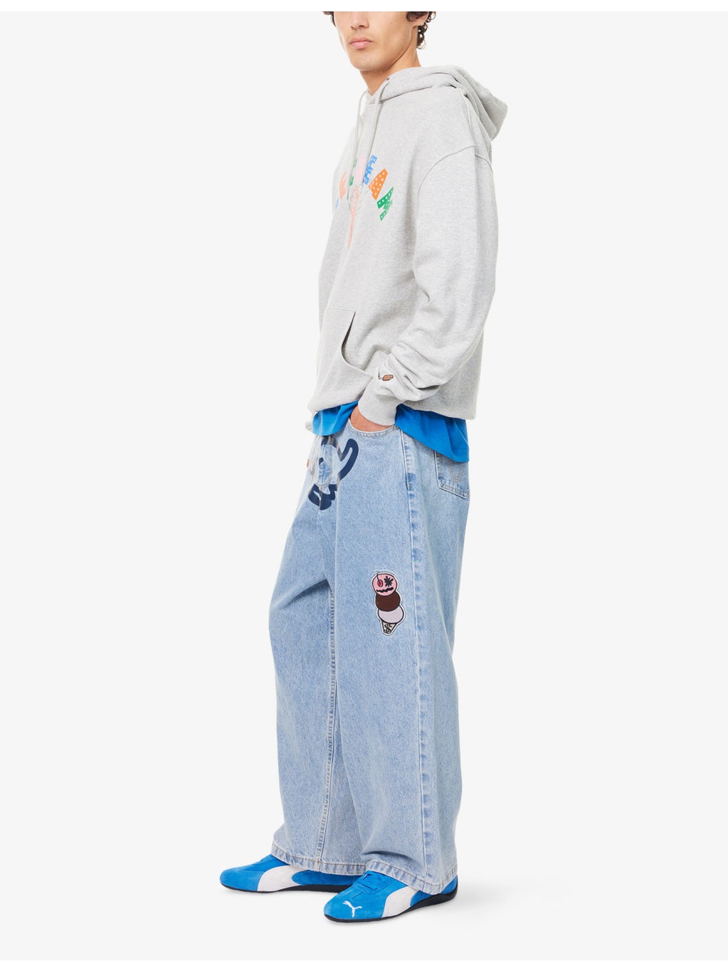Running Puppy Triple Scoop Wide-Leg Denim Jeans - 2