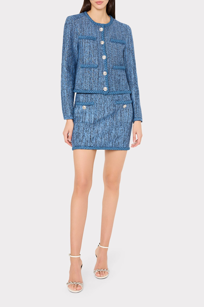 MILLY Shayne Pinstripe Knit Cardigan Jacket outlook