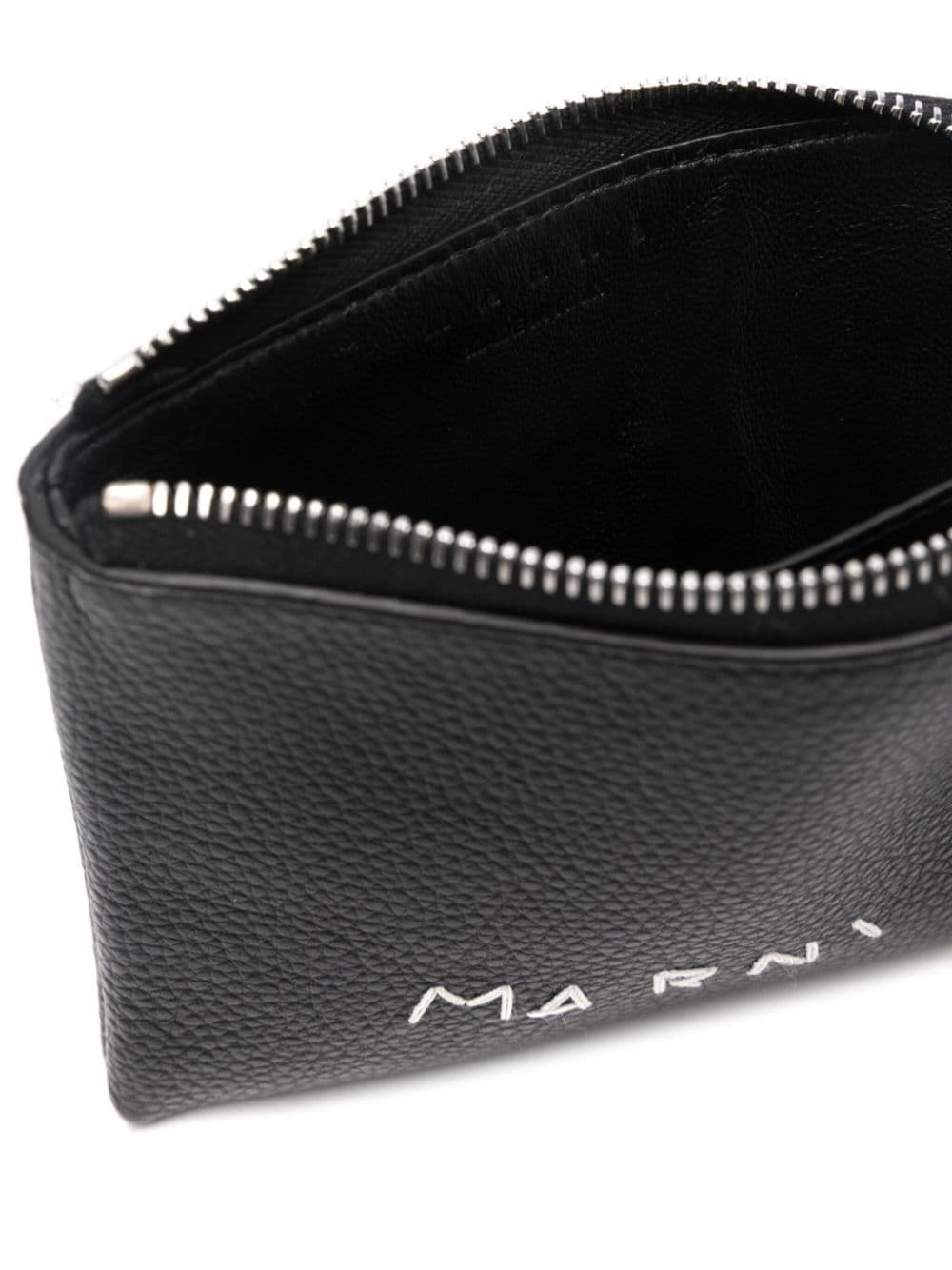 logo-embroidered leather wallet - 3