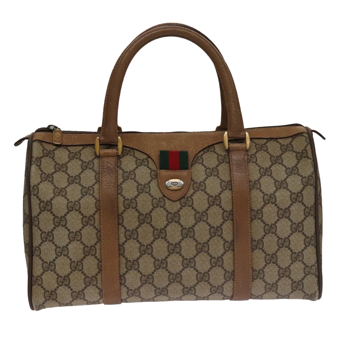 GUCCI GG Supreme Web Sherry Line Hand Bag Pvc Beige Gold 39 02 007 - 2
