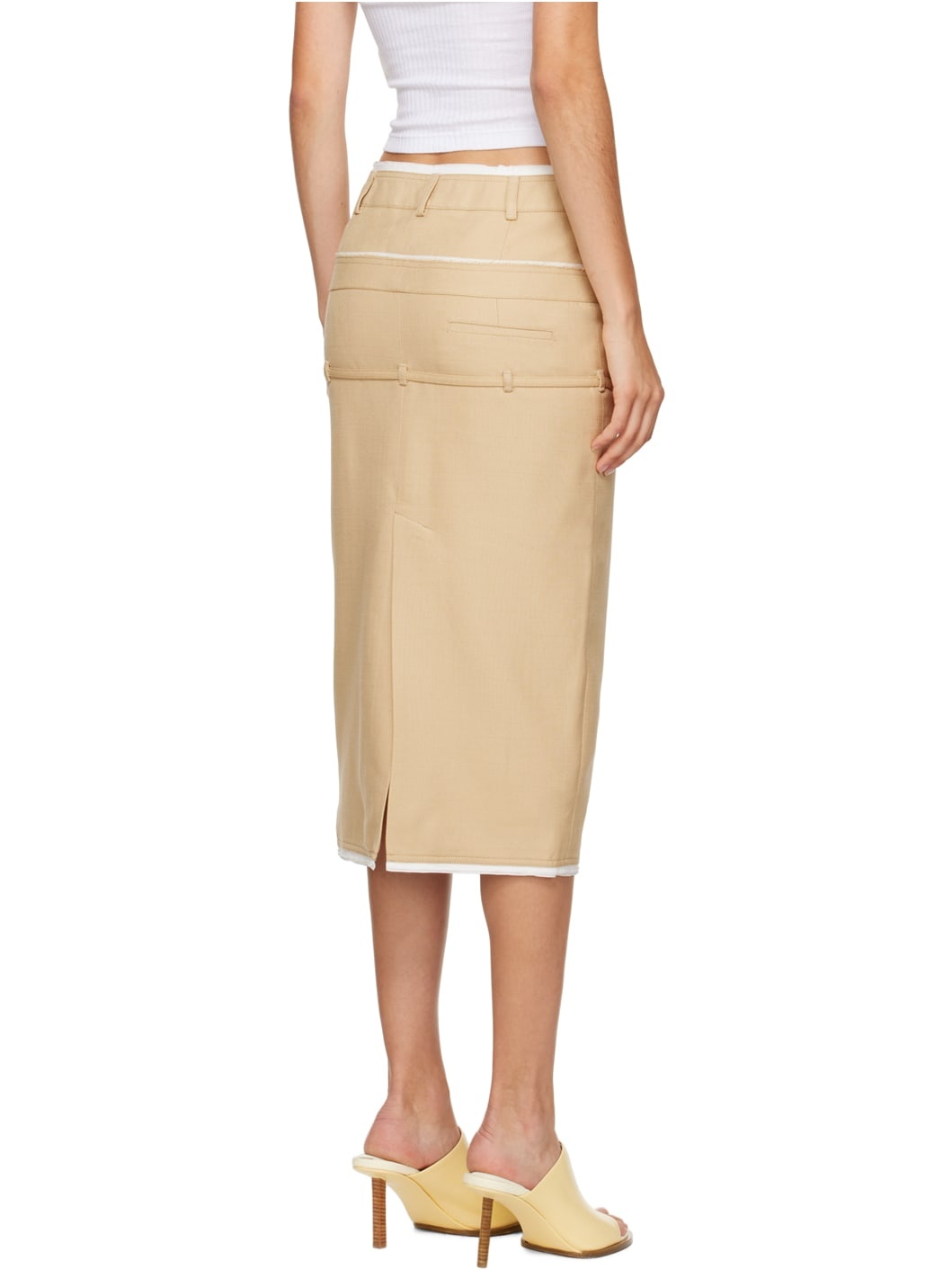 Beige Le Chouchou 'La Jupe Caraco' Midi Skirt - 3
