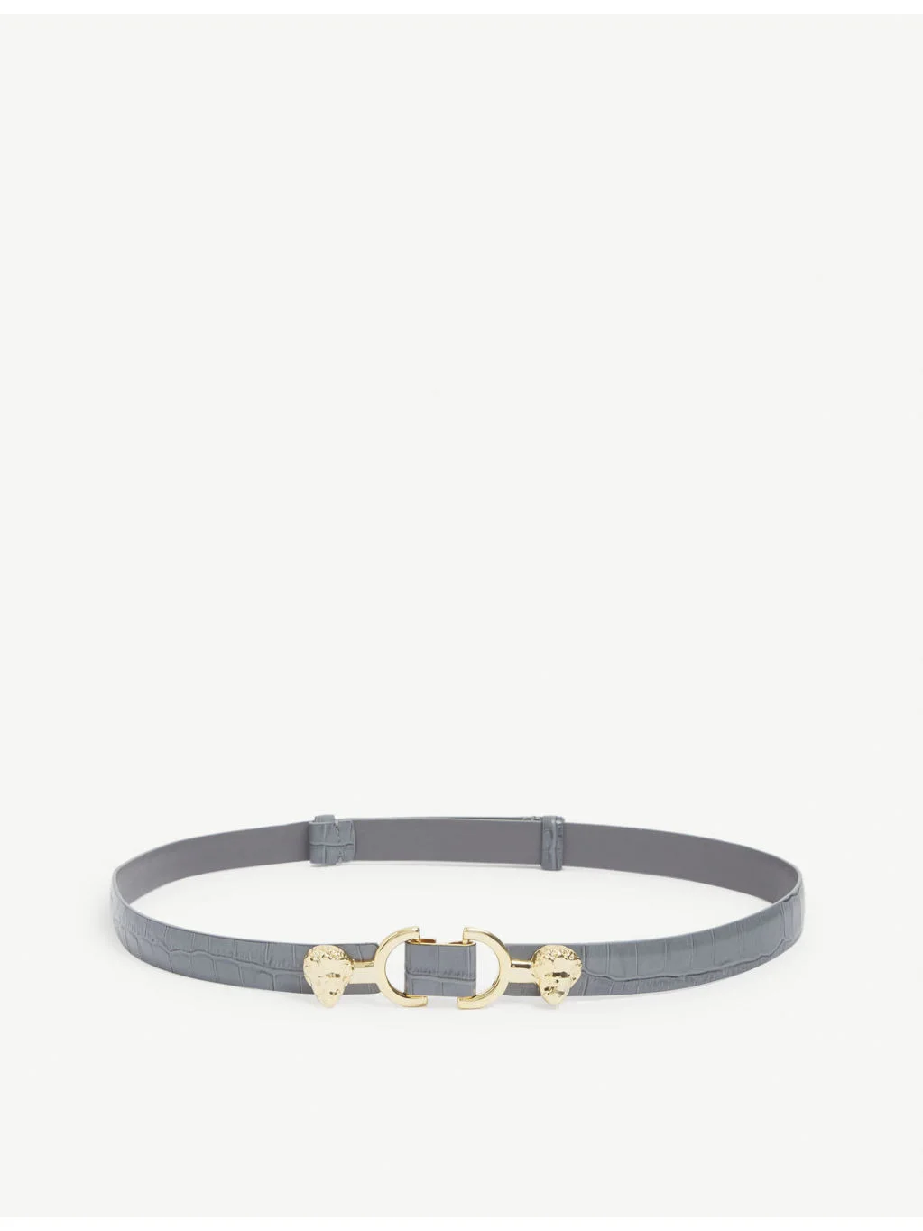 Embossed crocodile-effect leather slim belt - 1