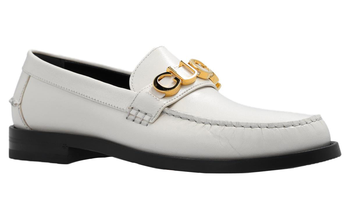 (WMNS) Gucci Loafer with Metal Gucci logo 'White' 700036-D3V00-9022 - 3