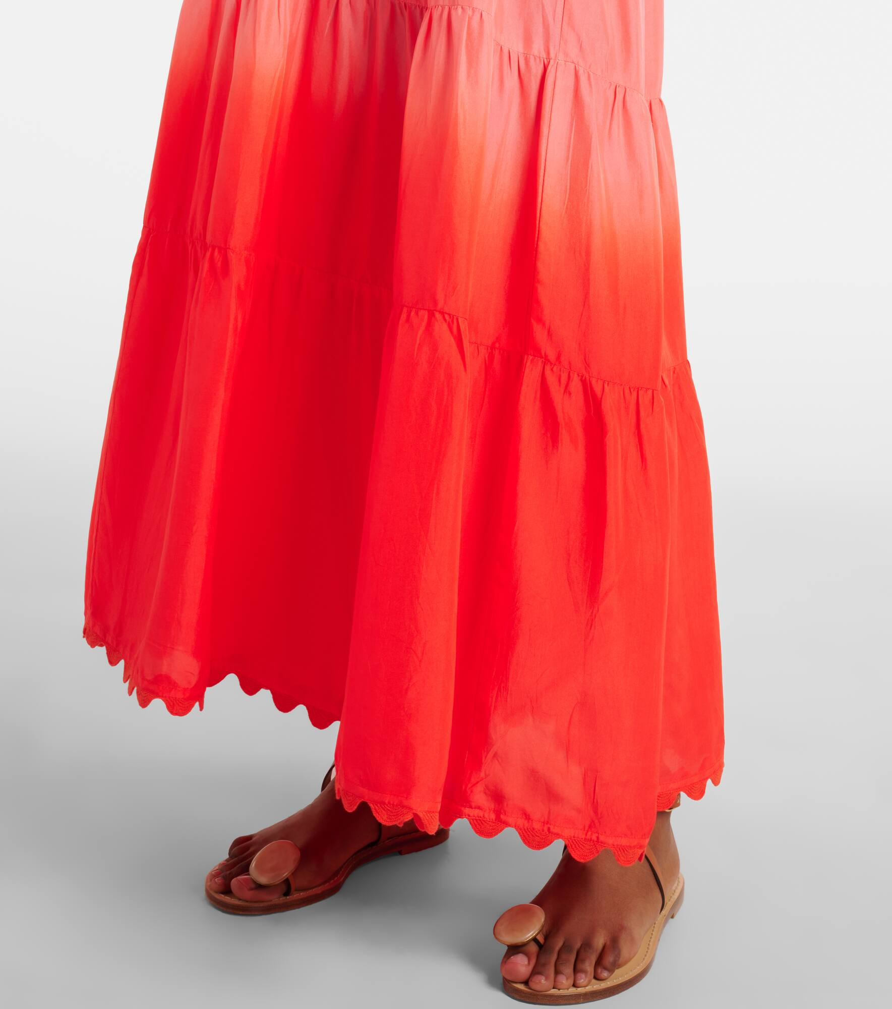 Scalloped tiered silk maxi dress - 6