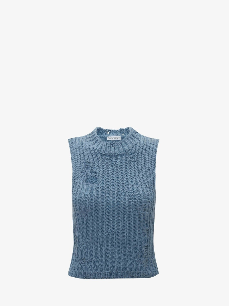 DISTRESSED CROPPED SLEEVELESS VEST 1