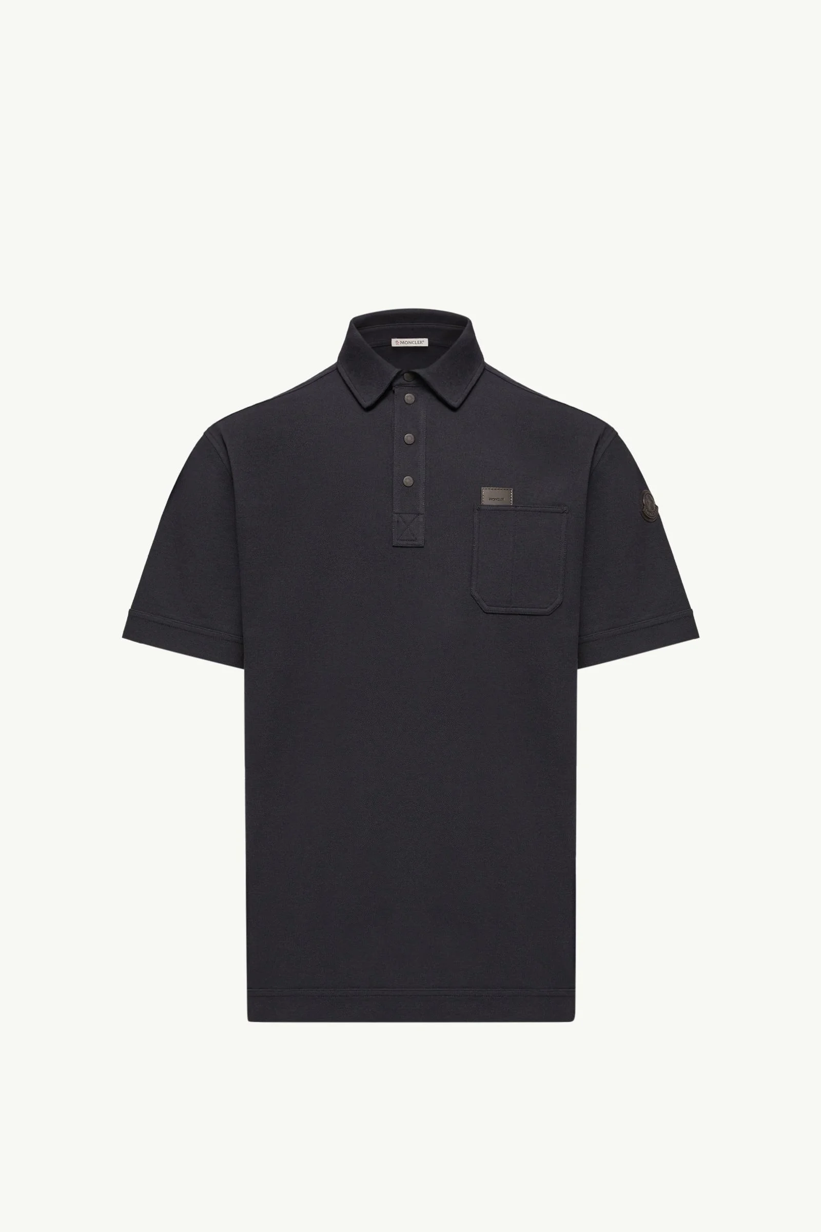 Leather Logo Tag Cotton Polo Shirt - 1