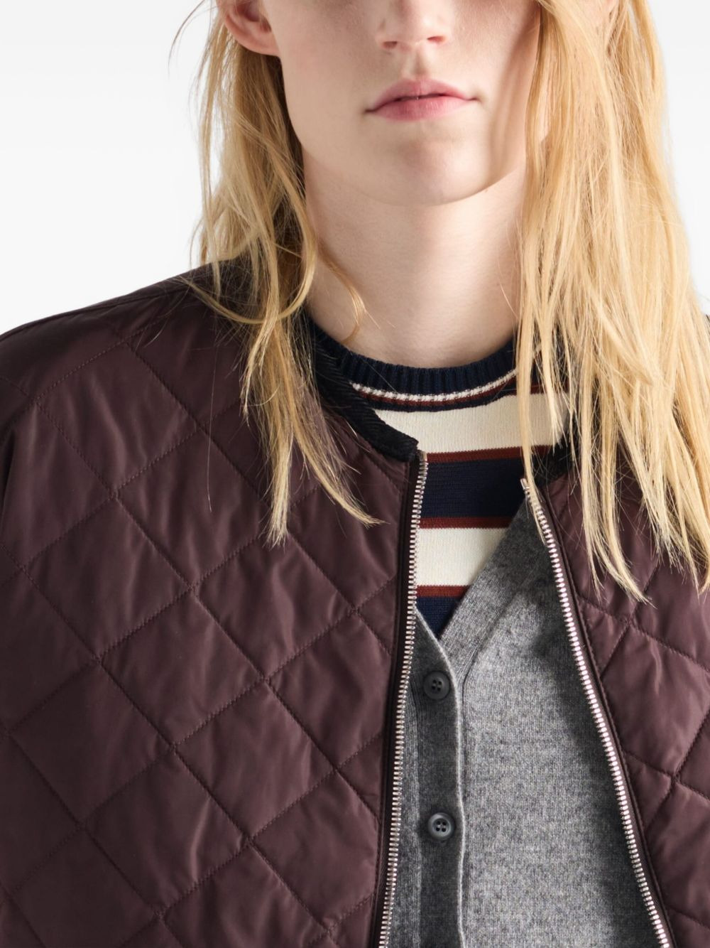 triangle-logo quilted jacket - 5