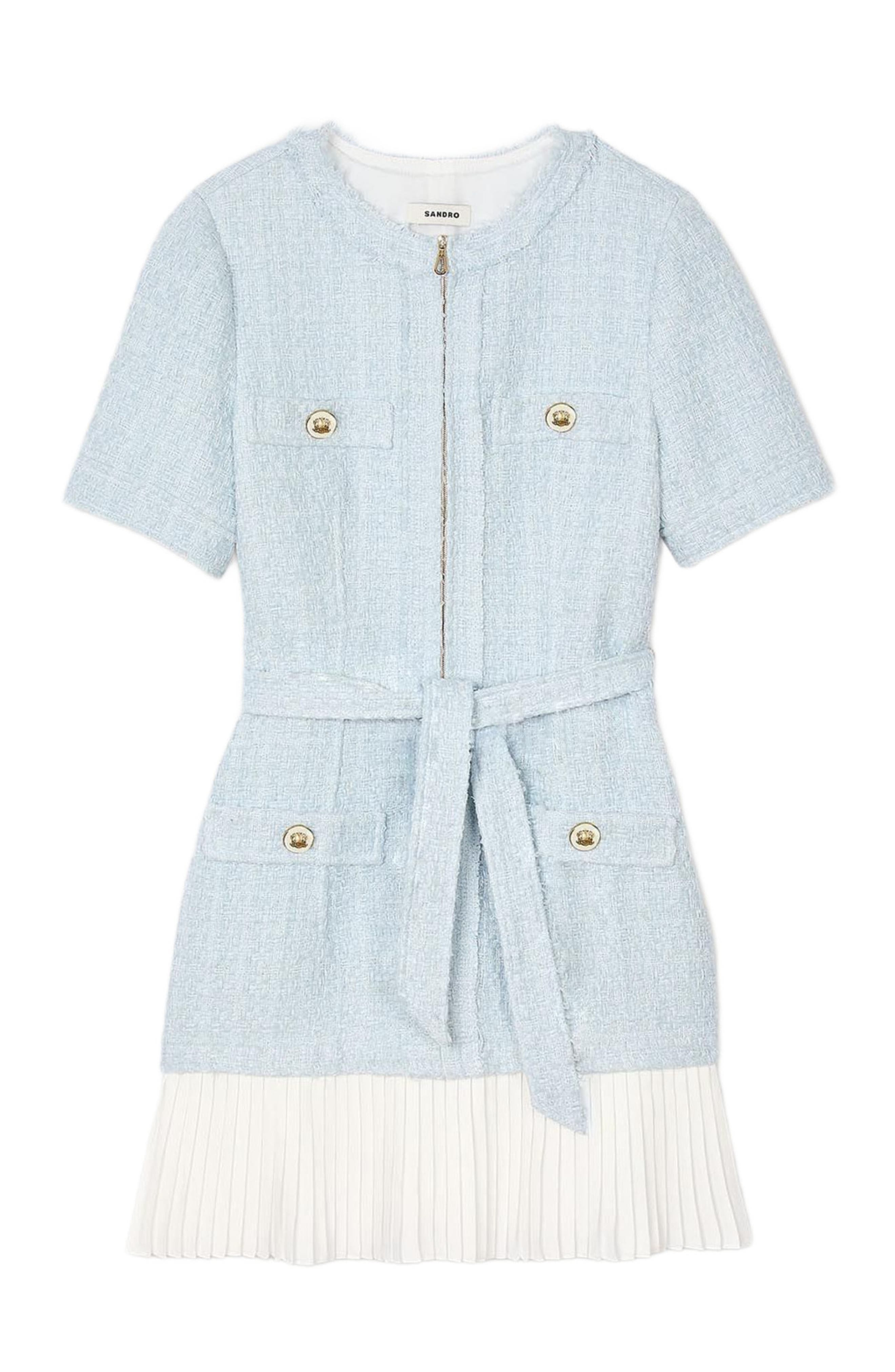 SANDRO Short tweed dress in Sky Blue at Nordstrom - 5