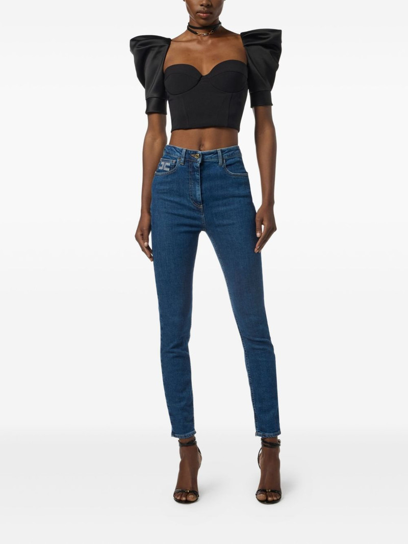 ELISABETTA FRANCHI puff-sleeve corset top outlook