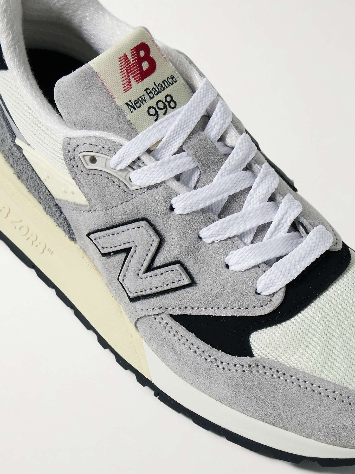 998 Core rubber-trimmed leather, mesh and suede sneakers - 4