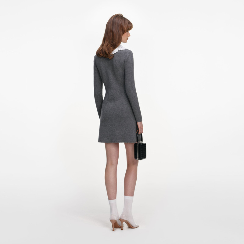 self-portrait Grey Knit Mini Dress outlook