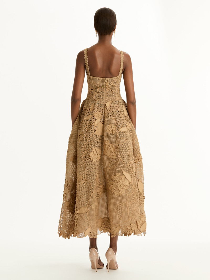 PORCELAIN FLOWER GUIPURE LATTICE COCKTAIL DRESS 5