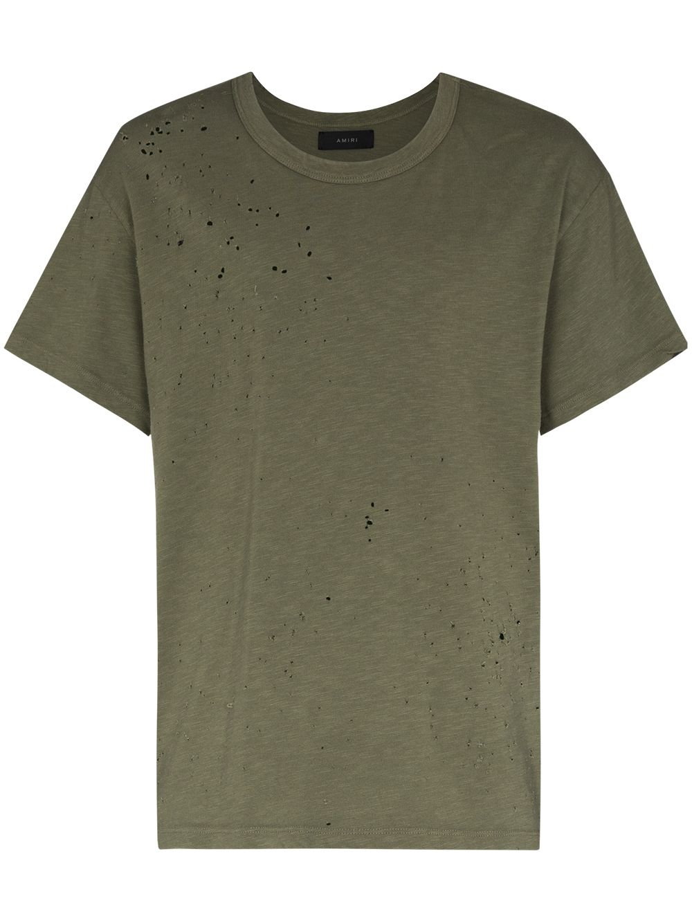 distressed perforated T-shirt - 1