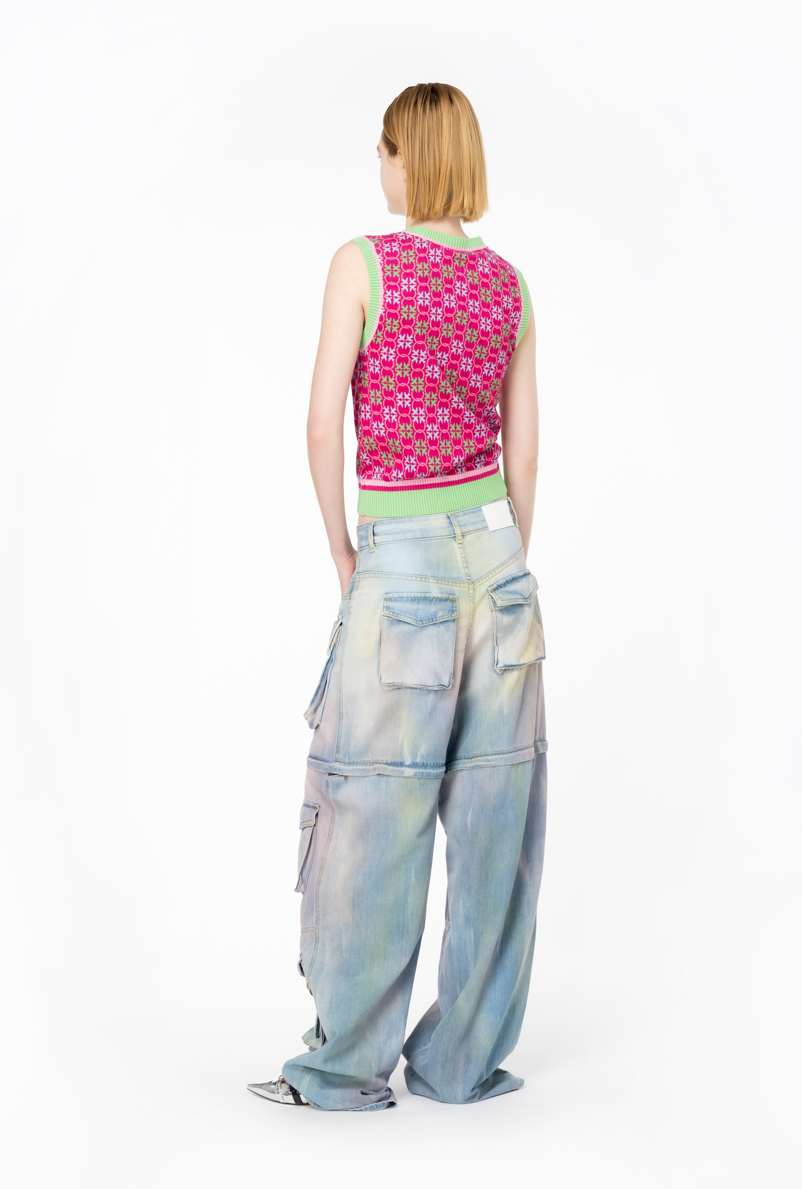 MULTICOLOURED DUSTY DENIM CARGO JEANS - 4
