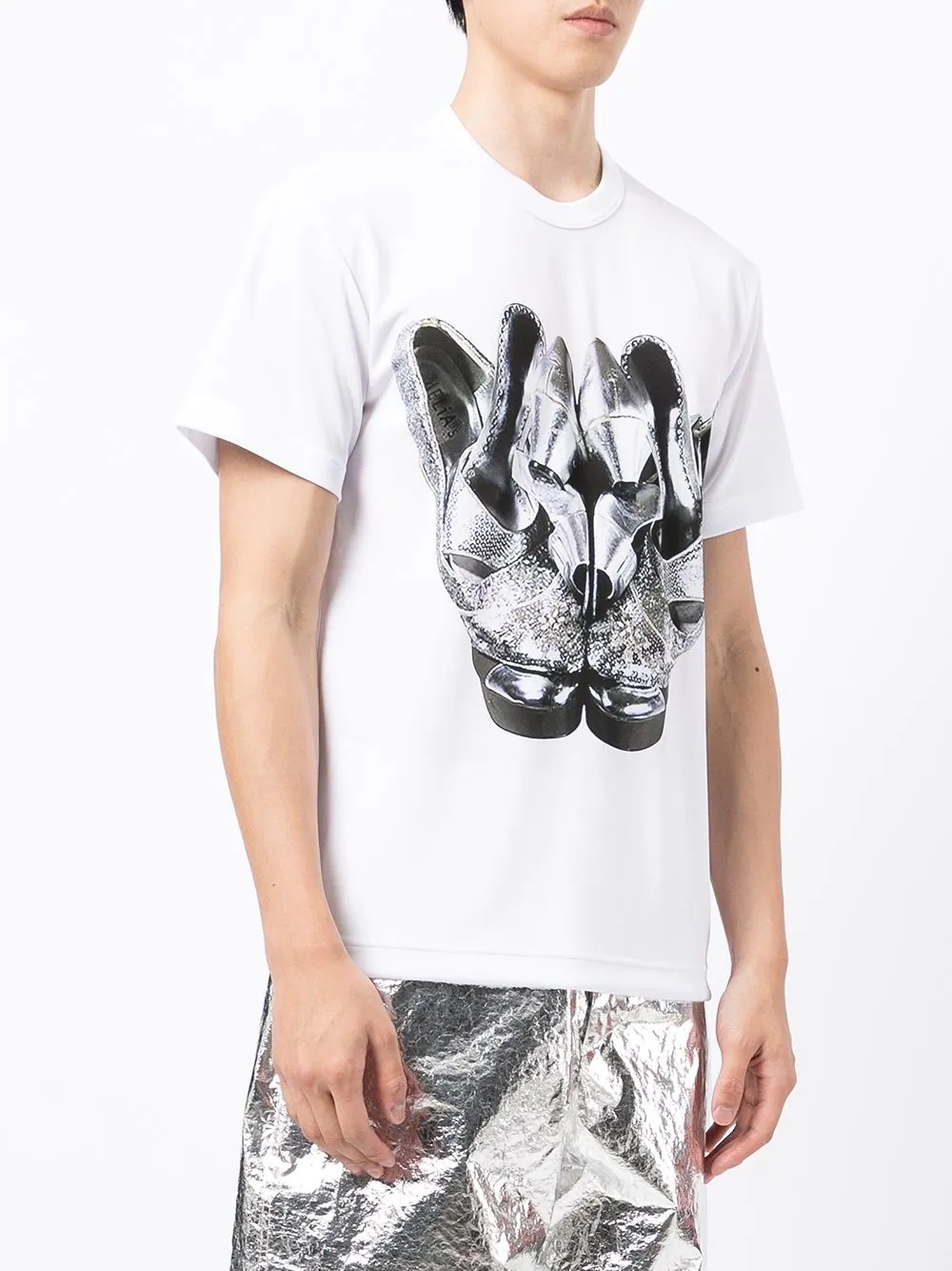 asymmetric shoe print T-shirt - 3