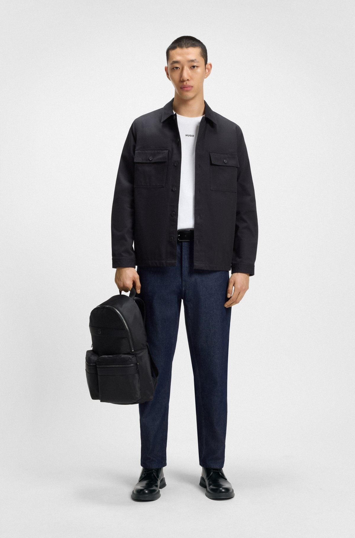 TWILL BACKPACK WITH STACKED-LOGO TRIM - 3