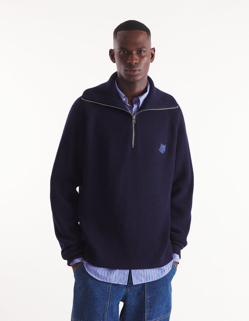 BOLD FOX HEAD PATCH HALF ZIP RIBBED JUMPER 3