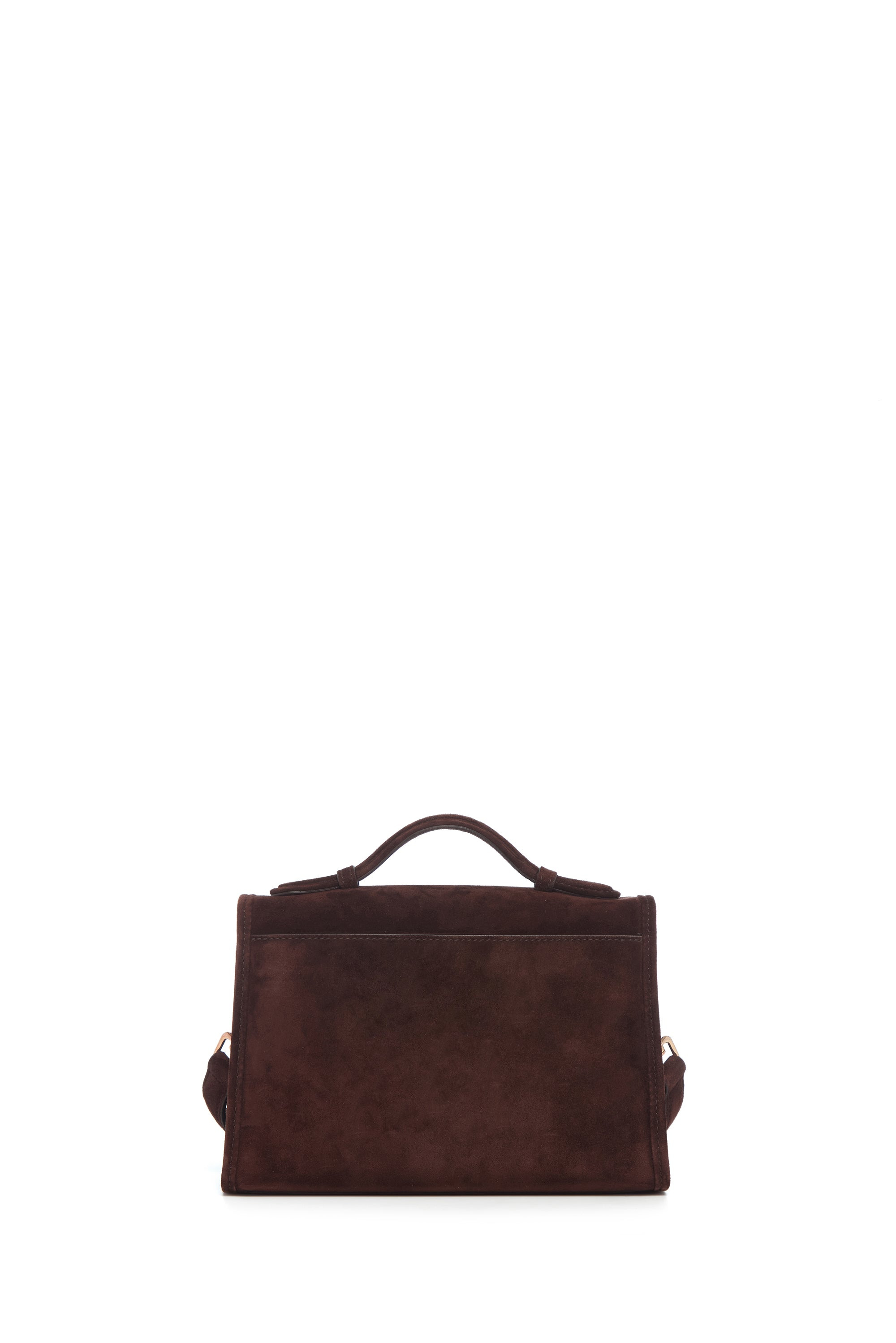 Small Leonora Flap Bag in Dark Brown Suede - 4