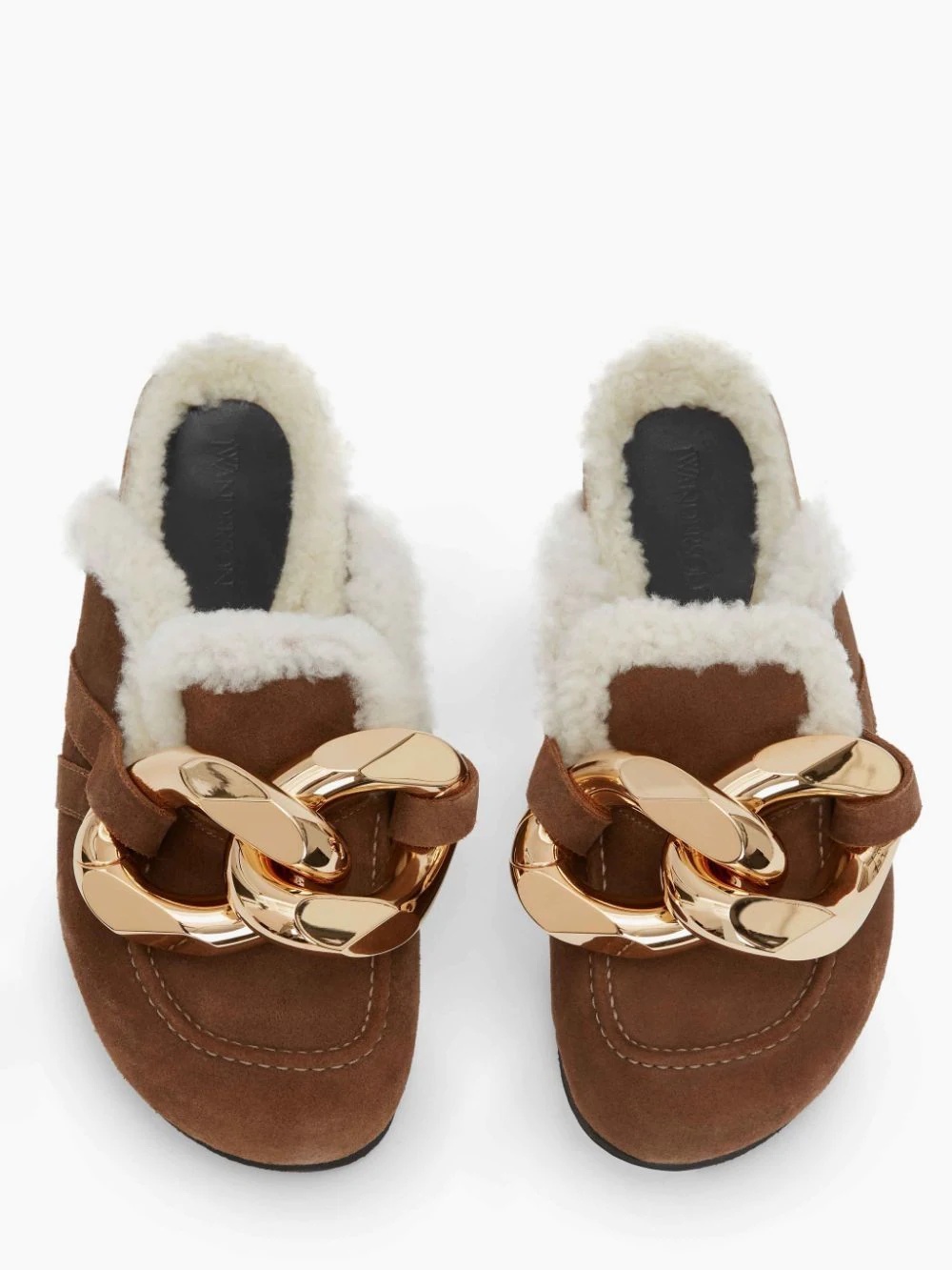 WOMEN’S SHEARLING CHAIN LOAFER MULES - 8