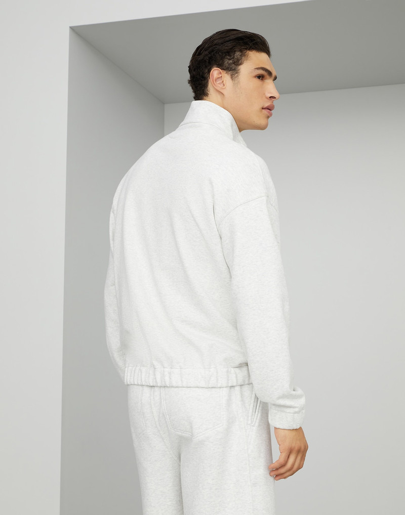 Brunello Cucinelli Techno cotton French terry sweatshirt with half zip and print outlook