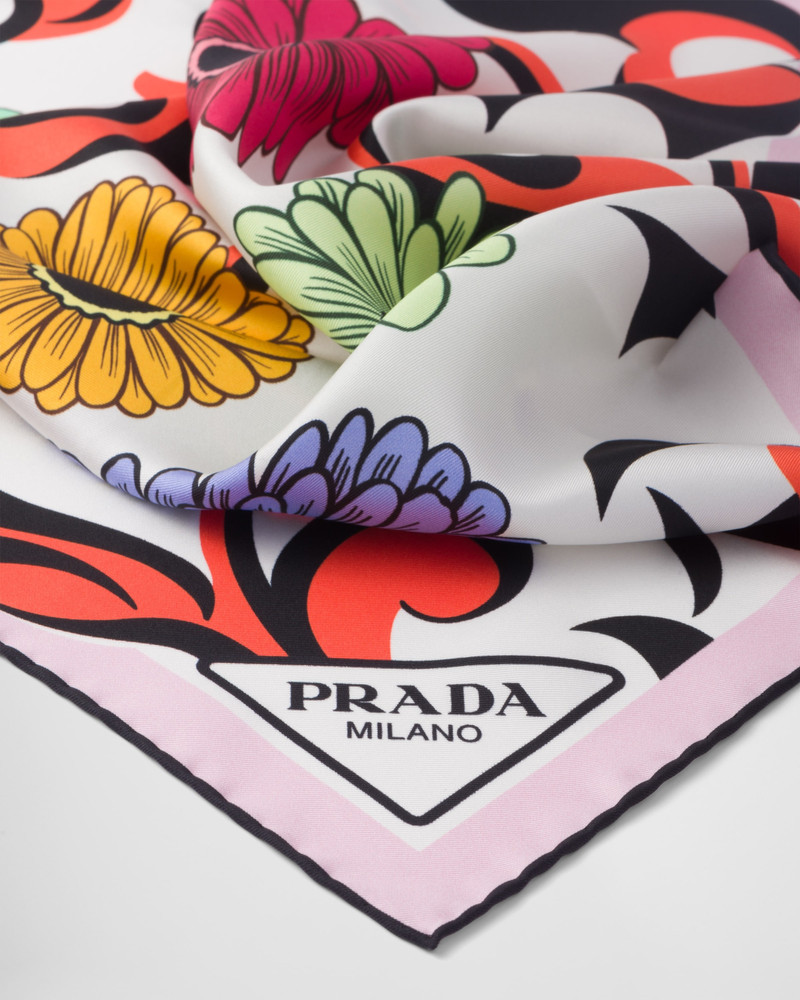 Prada Printed silk twill scarf 55x55 outlook