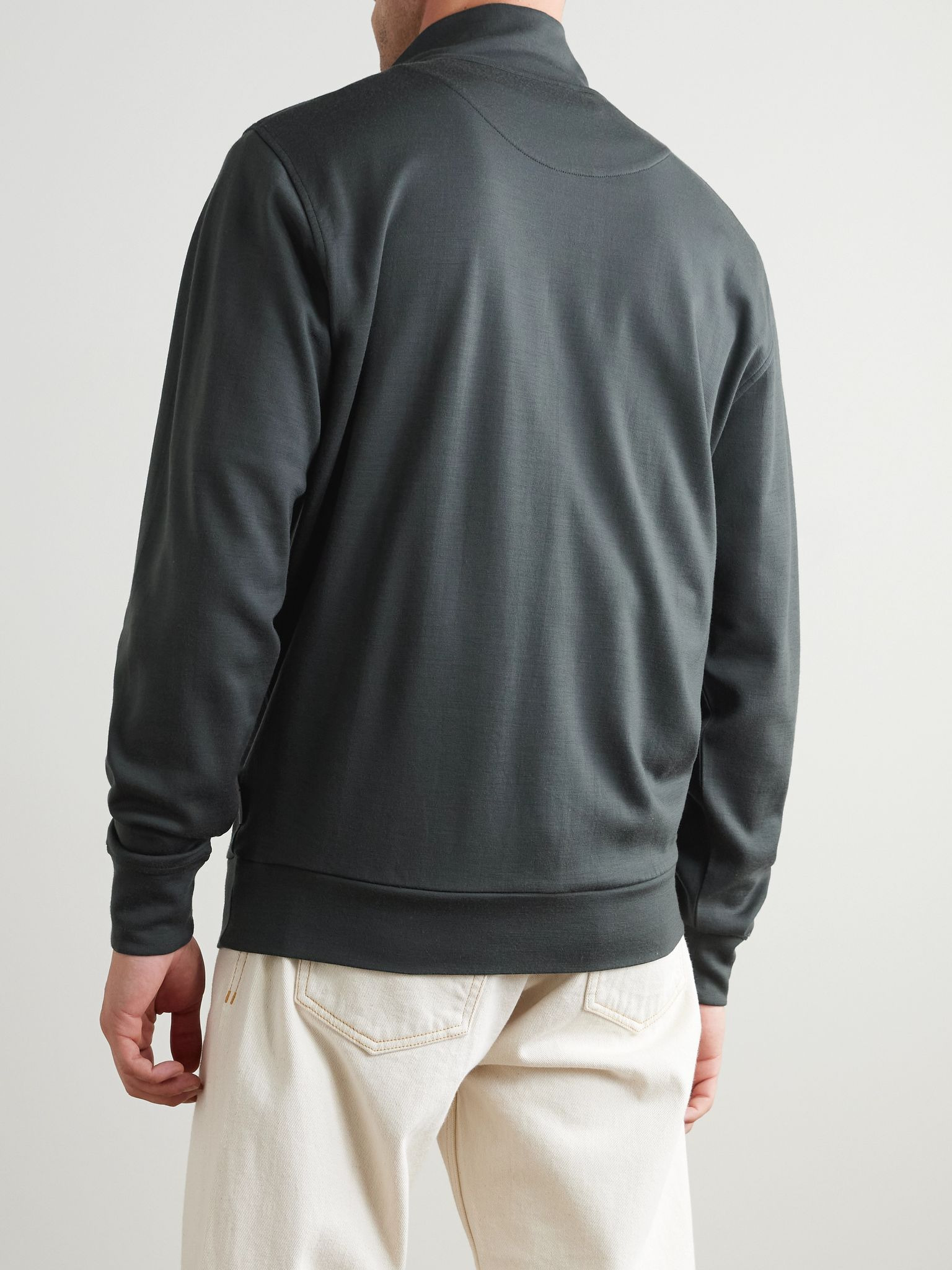 Isar Merino Wool-Jersey Half-Zip Sweatshirt Green - 4
