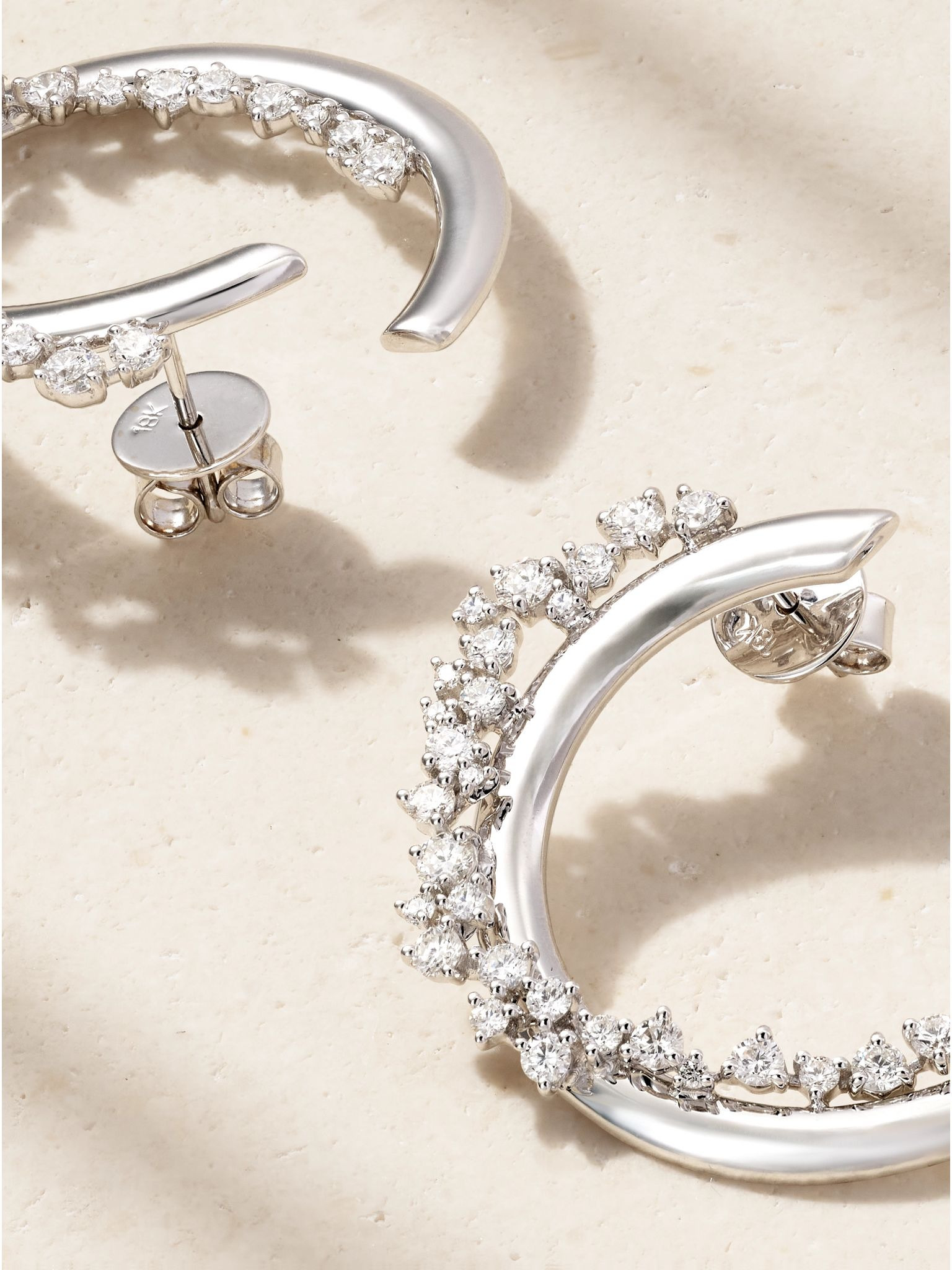 Scatter 18-karat white gold diamond hoop earrings Silver - 3